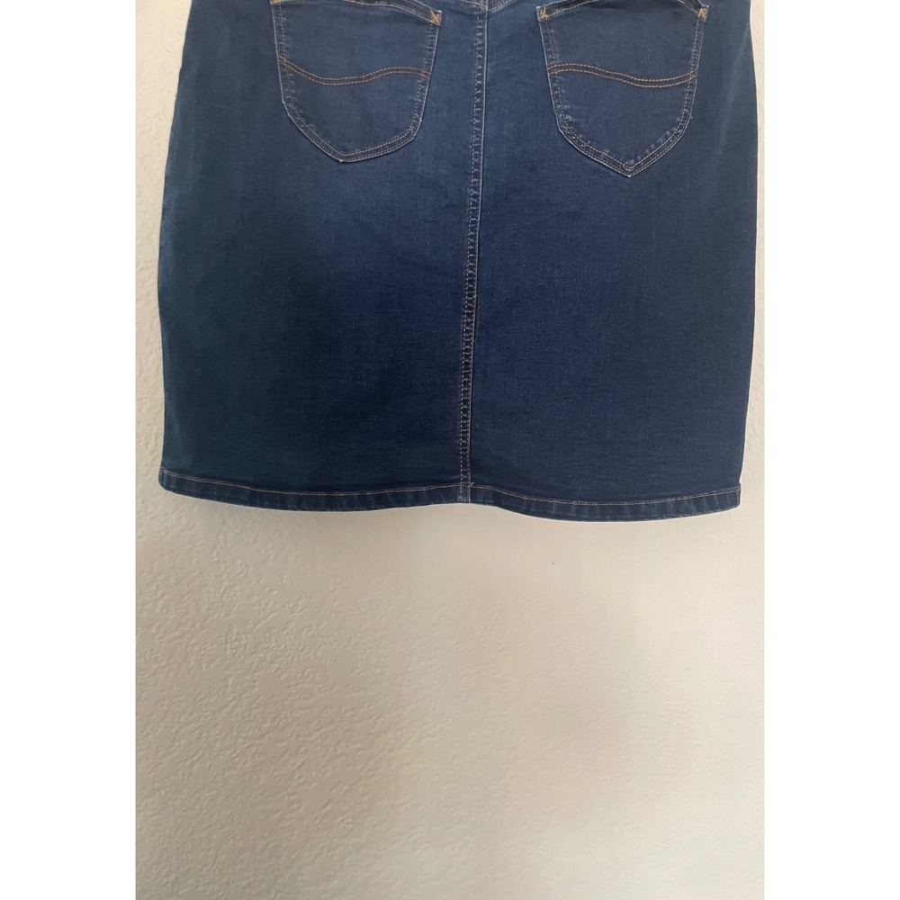 Lee Riders Shape Illusions Denim Skirt Dark Wash Stretch Mini Skirt Womens - Picture 8 of 11